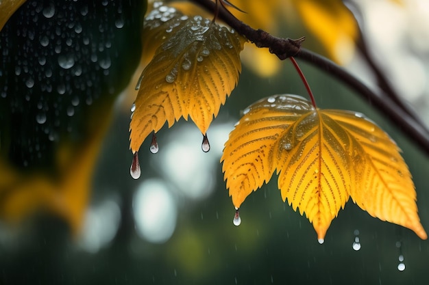 Foto gratuita una foglia con gocce d'acqua su di essa