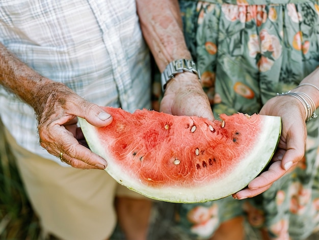 Foto gratuita ritratto di una persona che mangia un cocomero