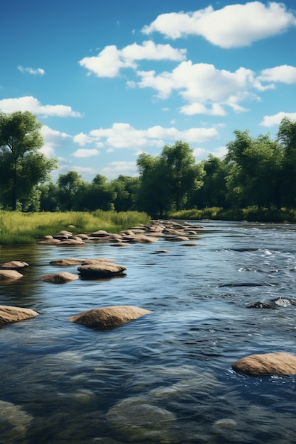 Foto gratuita fiume con paesaggio naturale