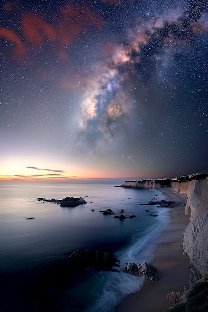 Foto gratuita vista del cielo stellato e limpido con paesaggio naturale