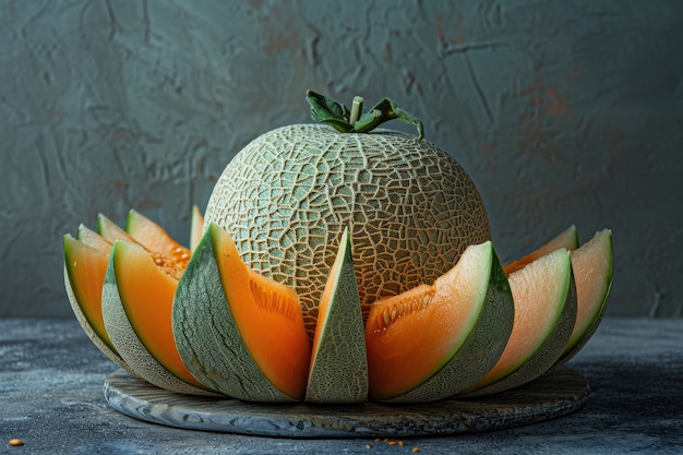 Foto gratuita natura morta di melone cantaloupe fotorealistico