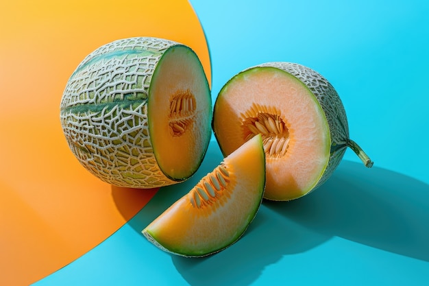 Foto gratuita natura morta di melone cantaloupe fotorealistico