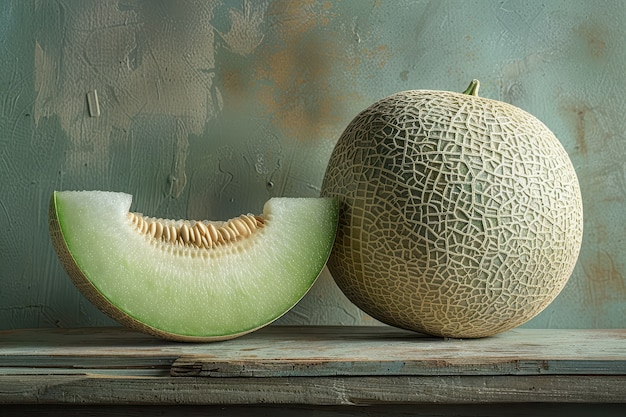 Foto gratuita natura morta di melone cantaloupe fotorealistico