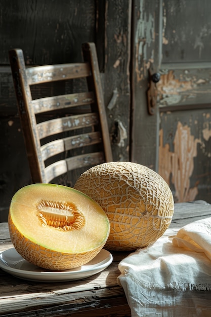 Foto gratuita vista del delizioso e salutare melone cantaloupe