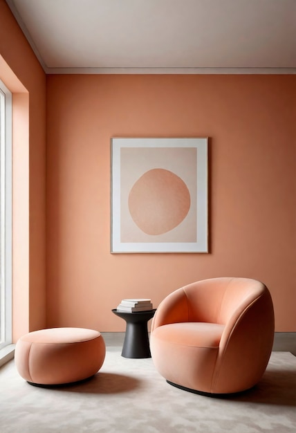 Foto gratuita vista dello spazio di design interno con arredi e decorazioni del colore dell'anno