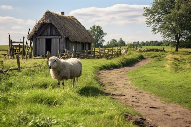 Foto gratuita veduta di pecore all'aperto in natura