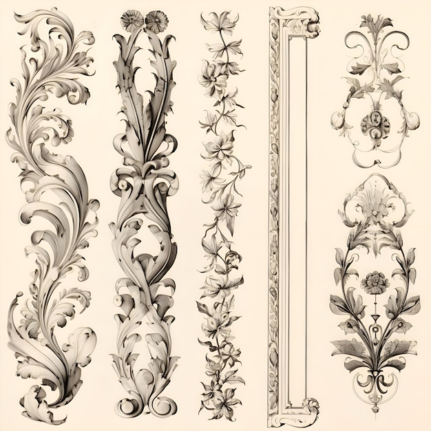 Foto gratuita ornamento barocco d'epoca collezione di elementi per il design