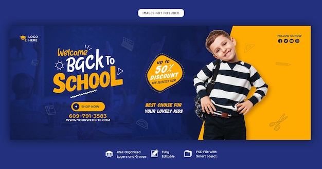 Free PSD back to school facebook cover banner template