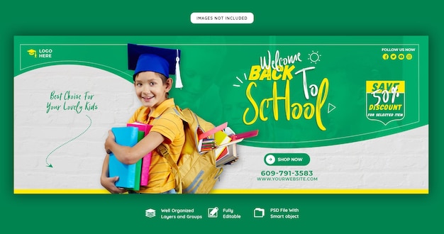 Free PSD back to school facebook cover banner template