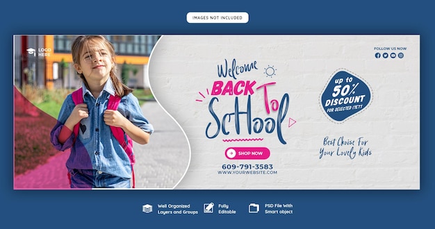 Free PSD back to school facebook cover banner template