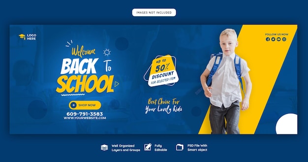 Free PSD back to school facebook cover banner template