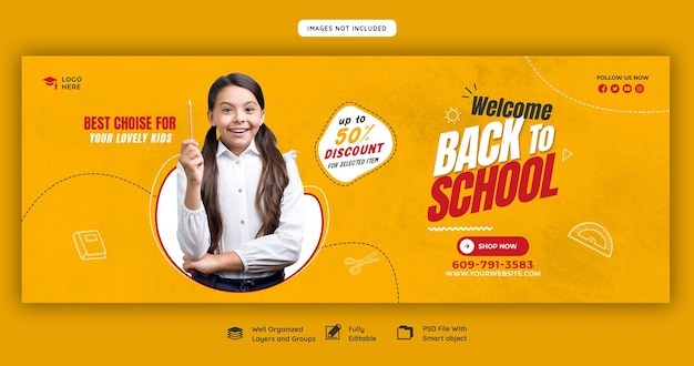 Free PSD back to school facebook cover banner template