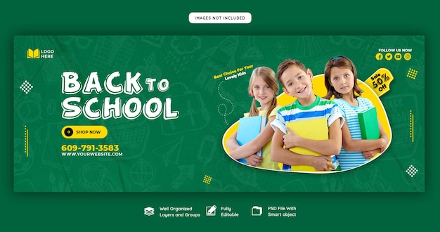 Free PSD back to school facebook cover banner template