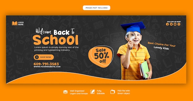 Free PSD back to school facebook cover banner template