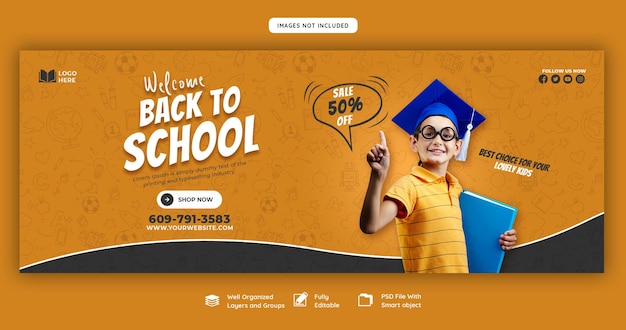 Free PSD back to school facebook cover banner template