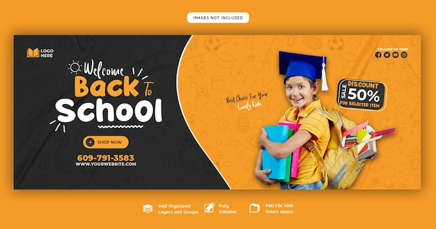 Free PSD back to school facebook cover banner template