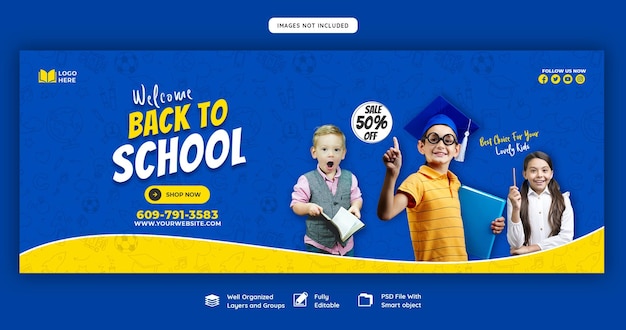 Free PSD back to school facebook cover banner template