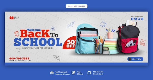 Free PSD back to school facebook cover banner template