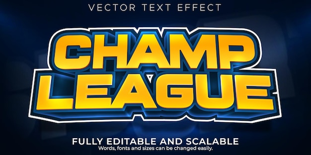 Free vector champion sport text effect, editable basketball and football text style