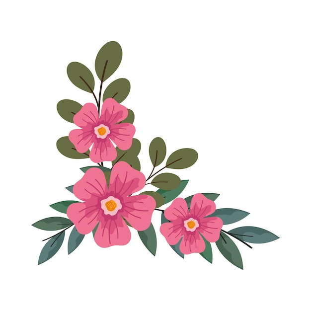 Free vector corner frame flowers isolated