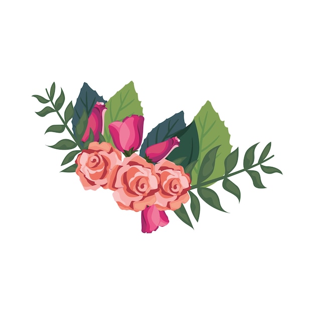 Free vector corner frame flowers and leaves isolated icon