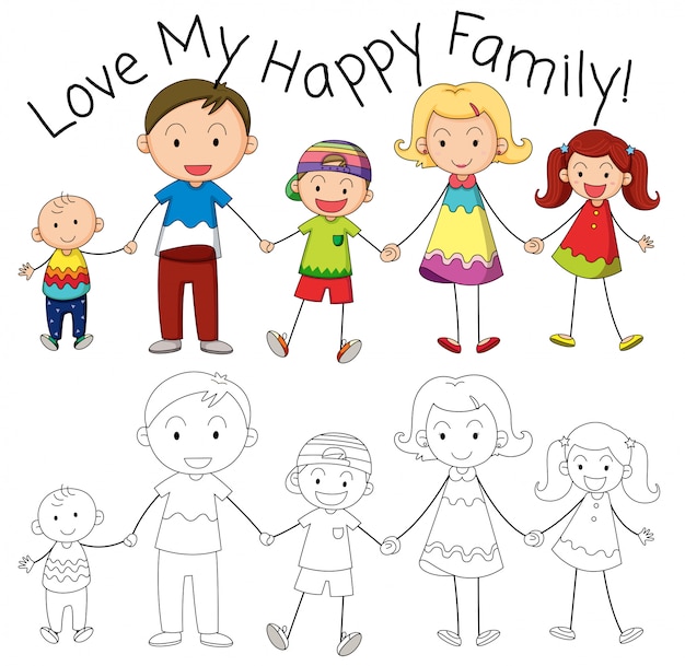 Free vector doodle family member character