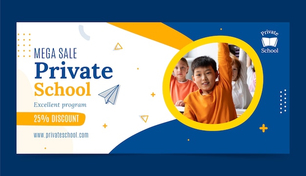 Free vector flat design private school sale banner