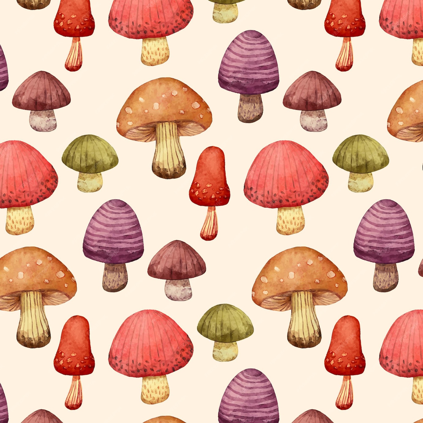 Free Vector | Hand painted mushroom pattern