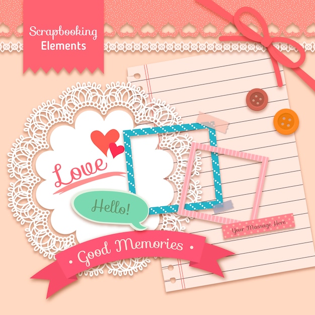 Vettore gratuito elementi di scrapbooking bella in stile vintage