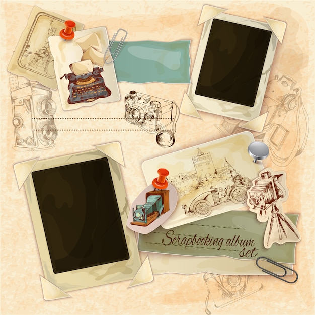 Vettore gratuito set di scrapbooking retrò