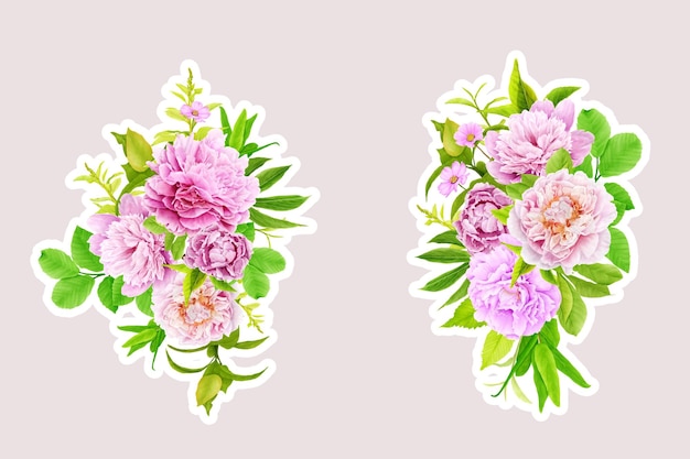 Free vector soft roses stickers collection illustration