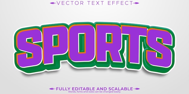 Free vector sport text effect editable athletic and active customizable font style