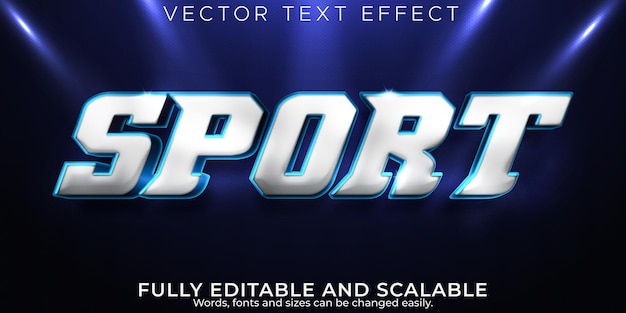 Free vector sport text effect, editable metallic and shiny text style