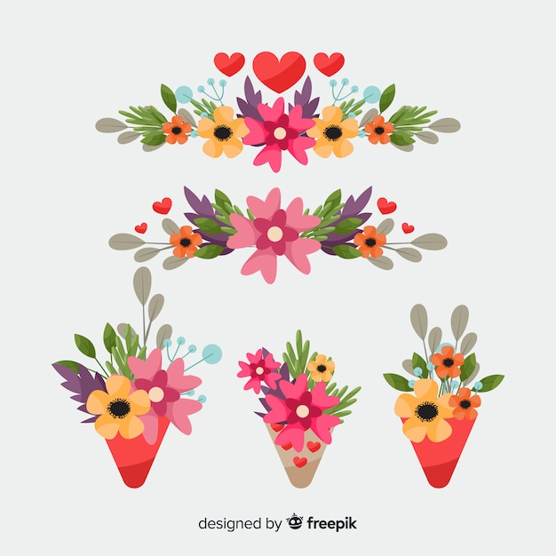 Free vector valentine's day floral wreaths & bouquets