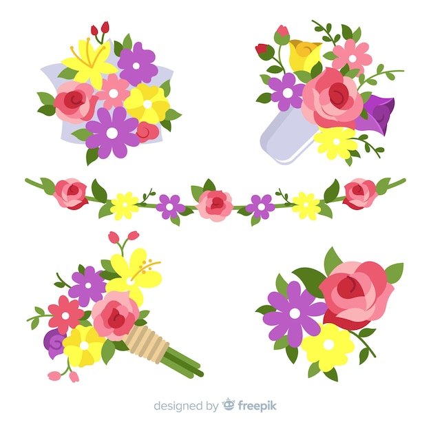 Free vector valentine's day floral wreaths & bouquets