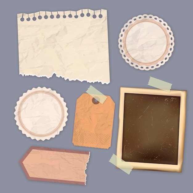 Vettore gratuito set di carta scrapbook vintage