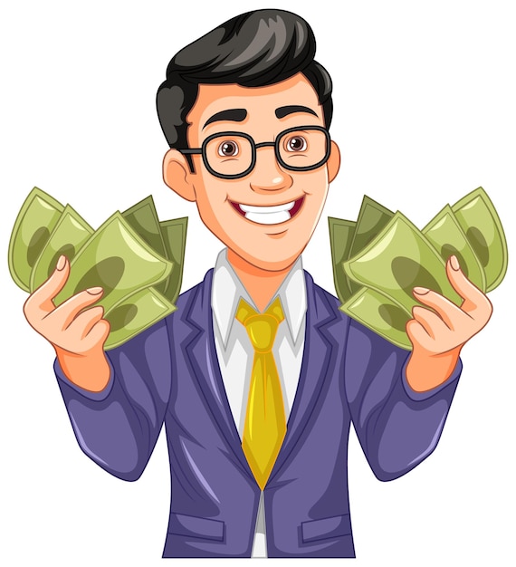 Free vector youth business man holding money