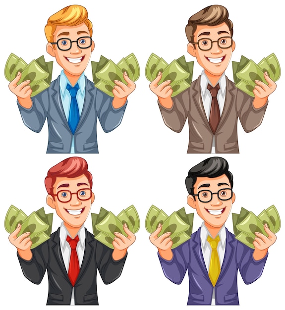 Free vector youth business man holding money