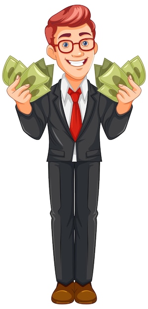 Free vector youth business man holding money