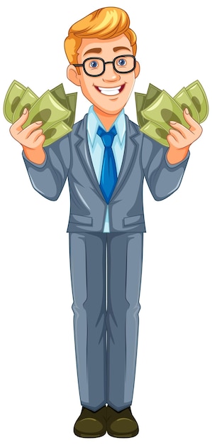 Free vector youth business man holding money