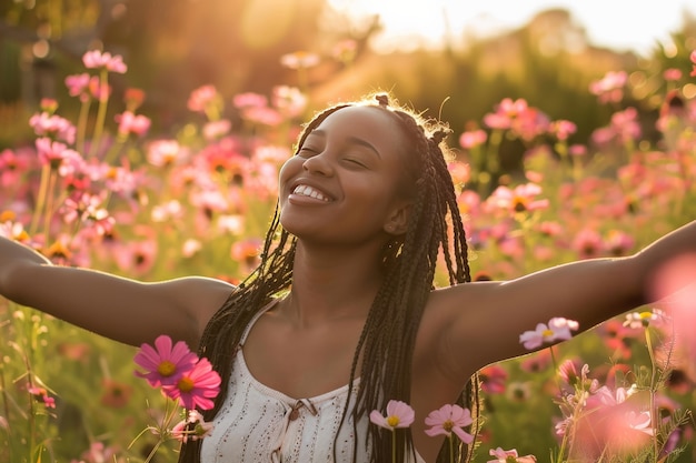 Photo gratuite une belle femme avec des tresses.