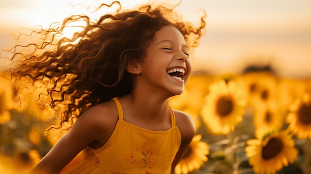 Photo gratuite fille de taille moyenne posant avec des tournesols