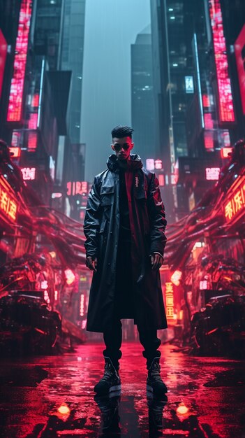 Portrait de guerrier cyberpunk