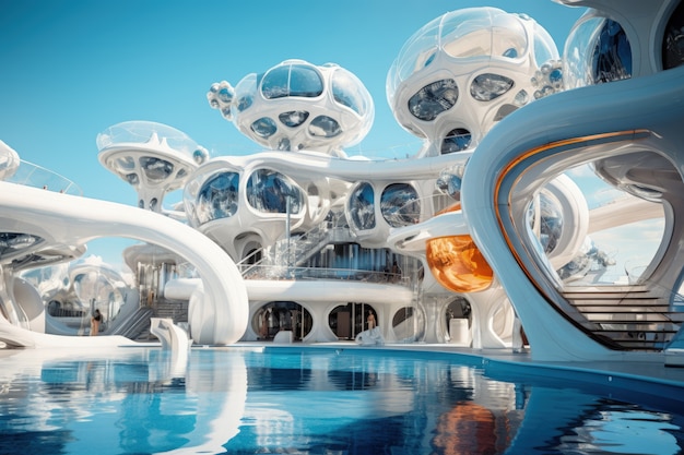 Représentation futuriste d'un parc aquatique