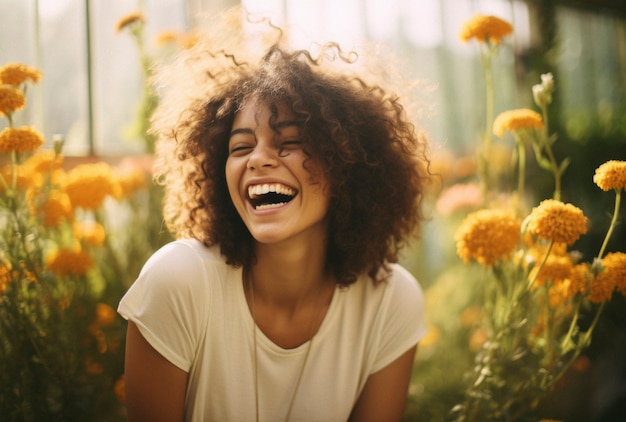 Photo gratuite scène de bonheur photoréaliste avec une femme heureuse