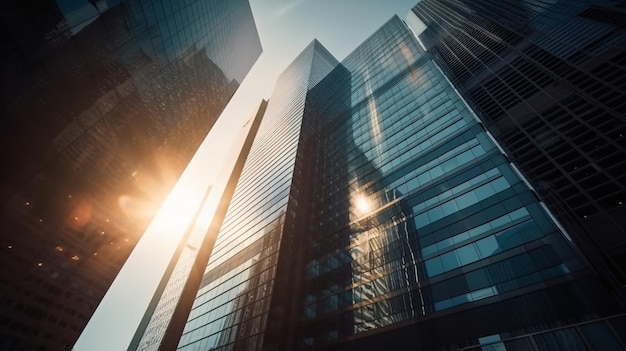 Photo un bâtiment avec le soleil qui brille dessus