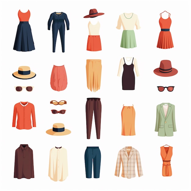 Photo une collection de vêtements dont un qui dit le chapeau