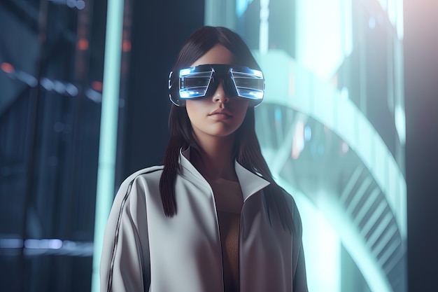 Une femme portant un casque de réalité virtuelle