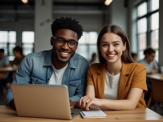 Photo un homme et une femme sourient et sourient tous les deux portant des lunettes souriant et souriant