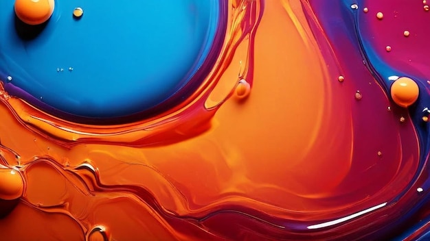 Photo une image colorée d'un liquide orange et bleu